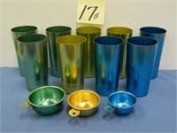 (9) Vintage Aluminum Tumblers & (3) Measuring Cups