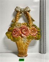 Vtg 10” Chalkware Flower Basket