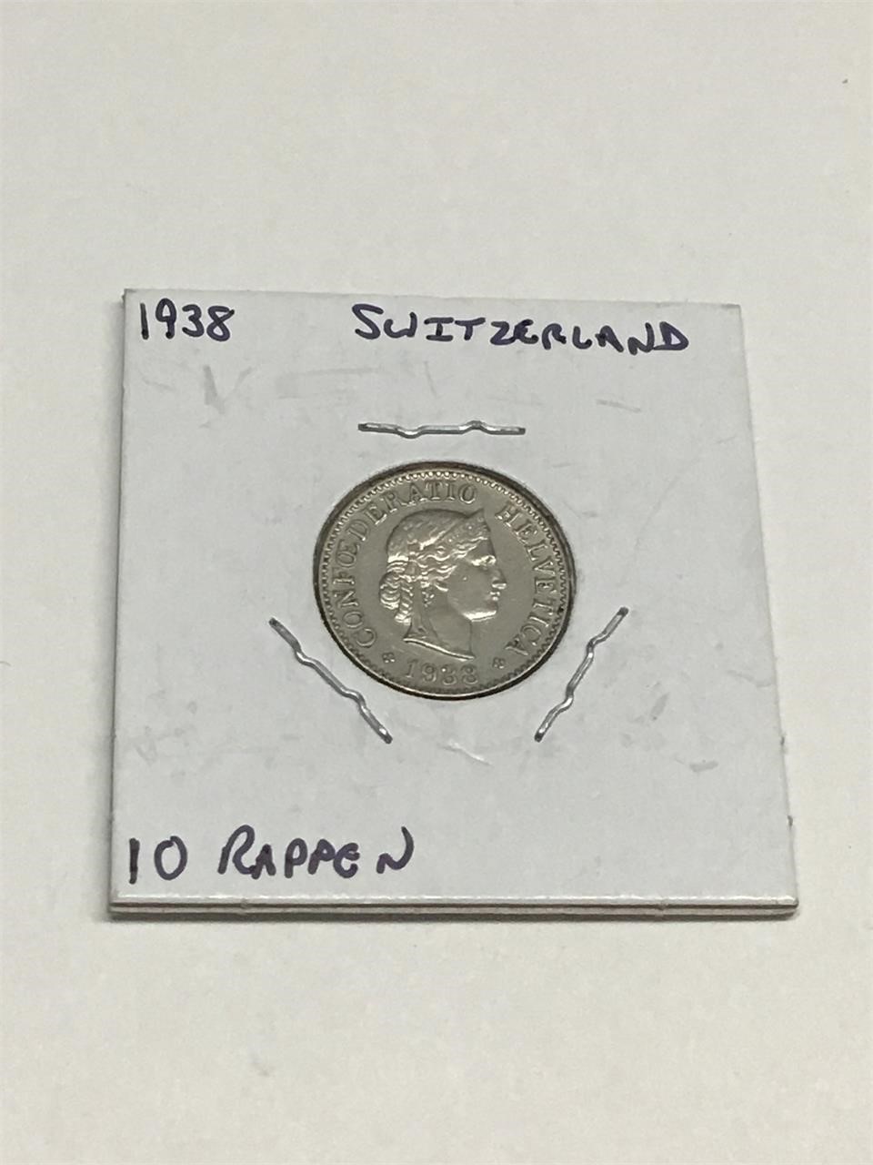 1938 Switzerland 10 Rappen