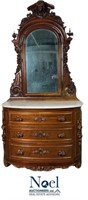 Antique Victorian Dresser w/ Granite Top Mirror