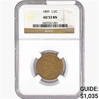 1809 Classic Head Half Cent NGC AU53 BN