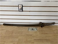 Vintage early samurai sword with markings and