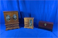 3 WOODEN JEWELRY BOXES