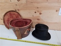 Beaver top hat in original leather box