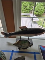 Glass And Wooden Fish. 11-in And 27 In