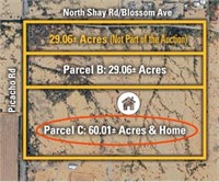 Parcel "C" is 60.016+/- Acres with Home