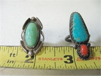 2 Turquoise Rings Sizes 5 & 7