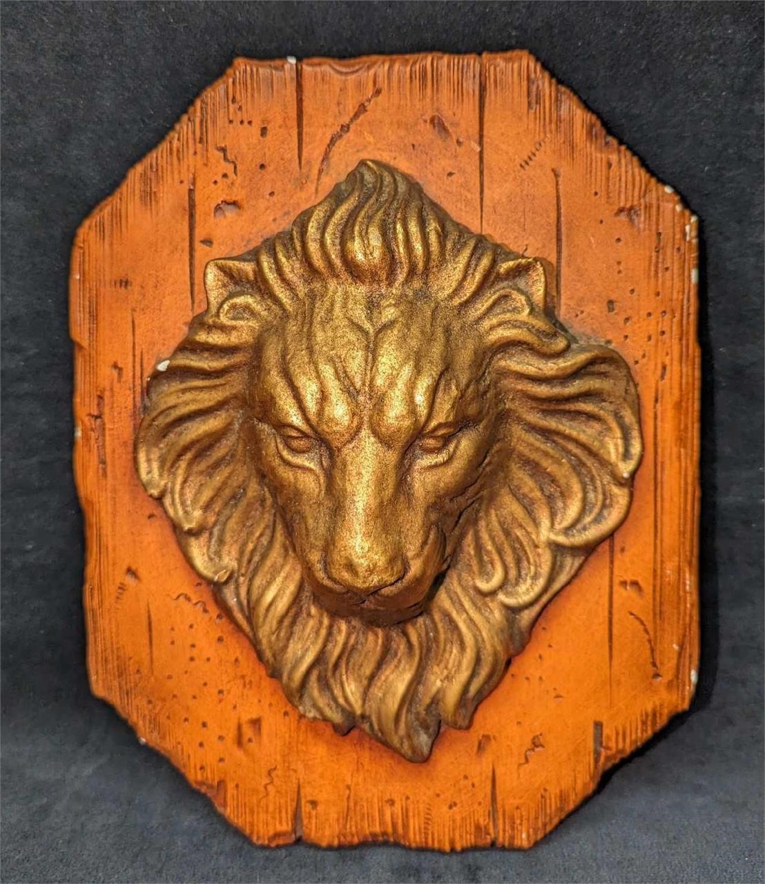 Vintage Plaster Lion Head Wall Plaque