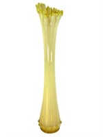 Fostoria Heirloom Vaseline Swung Glass Vase 24" H