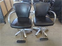 Two Black Hydraulic Salon Styling Chairs