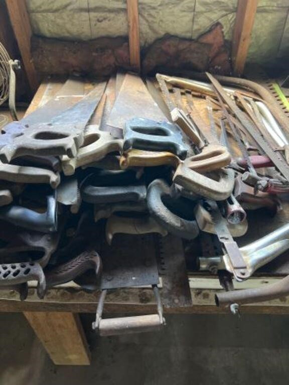 Large assortment of various saws