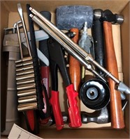 misc. tools, hammers, hack saw, rivet tool, etc.