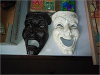 MCM chalkware Happy / Sad theatrical wall masks