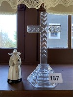 GLASS CROSS THE ABBESS ROYAL WOSTER CANDLE