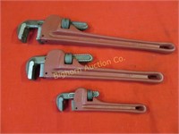 Pittsburgh Pipe Wrench Set 8", 14", 18" 3pc lot