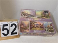Thomas Kincaid 5 Puzzle Set (New)