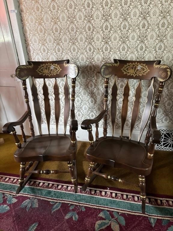 Pair of Large Wooden Rocking Chairs