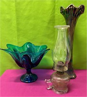 Blue Viking Glass Tulip Bowl, Carnival Vase ++