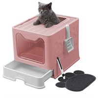 UIMNJHUKE Foldable Cat Litter Box with Lid, Extra