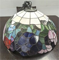 LEADED STAINED GLASS HANGING LIGHT