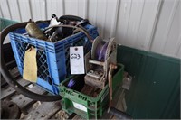 Tote of Oil Filters/Parts and Winch