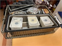 Wire Basket, 3 Food Timers Pans