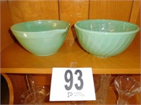 2 pcs green Fire King - mixing bowl & batter bowl