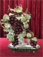 Vintage Jade & Marble Grape Display Centerpiece
