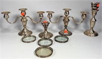 Sterling Candlesticks, 3 light, weighted - 6.5" ta