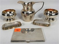 Sterling: 2 Napkin Rings/ Small Pitcher/ 2 Salts/