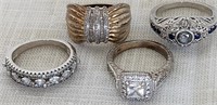 D - LOT OF 4 STERLING SILVER RINGS (G206)