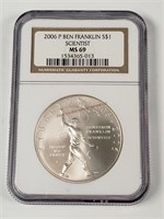 2006 P Franklin Silver Dollar - Graded MS69