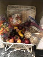Picnic Basket W/Faux fruit & Fall Leaves