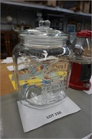 large glass peanut jar 5-cent salted, 12" tall