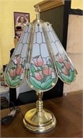 Vintage gold tone touch lamp with floral motif