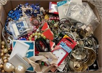 Box tray lot of vintage and costume jewelry