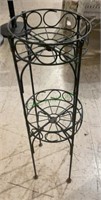 Two level circular metal plant stand 28 inches