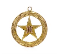 Antique 9ct yellow gold pendant / medal