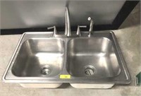 2-BAY STAINLESS SINK W/ FAUCETS