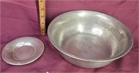 Pewter pot and saucer