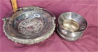 Silver plate spitoon and Bridal Basket