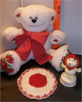 Retro Strawberry Bear, Get Well Lion & Doilie