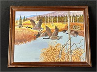 Geese - Water - Sky - Mountain (OIL Painting)