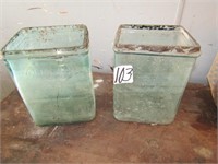 2 VINTAGE GLASS BATTERY BOXES