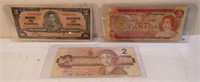 1937 to 1986 Canada 2 Dollar Bills Vintage Money