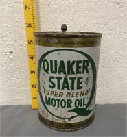 Vtg Quaker State Super Blend Motor Oil Tin Can