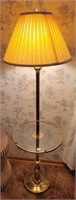 BRASS FLOOR LAMP W/GLASS TABLE MIDWAY - 3-WAY LAMP