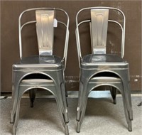 Set of 4 Tolix Style Dining Side Chairs, Metal