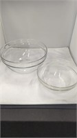 Large and small glass mixing bowls