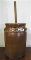 Brown 3 gal stoneware butter churn